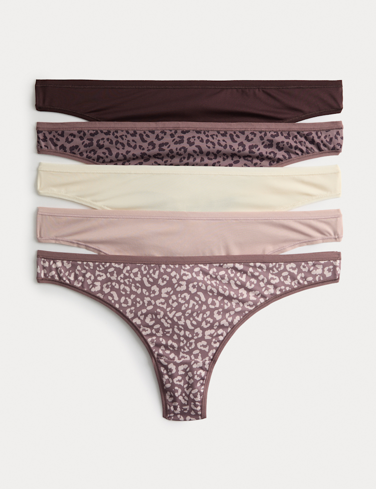 5pk Microfibre Low Rise Thongs