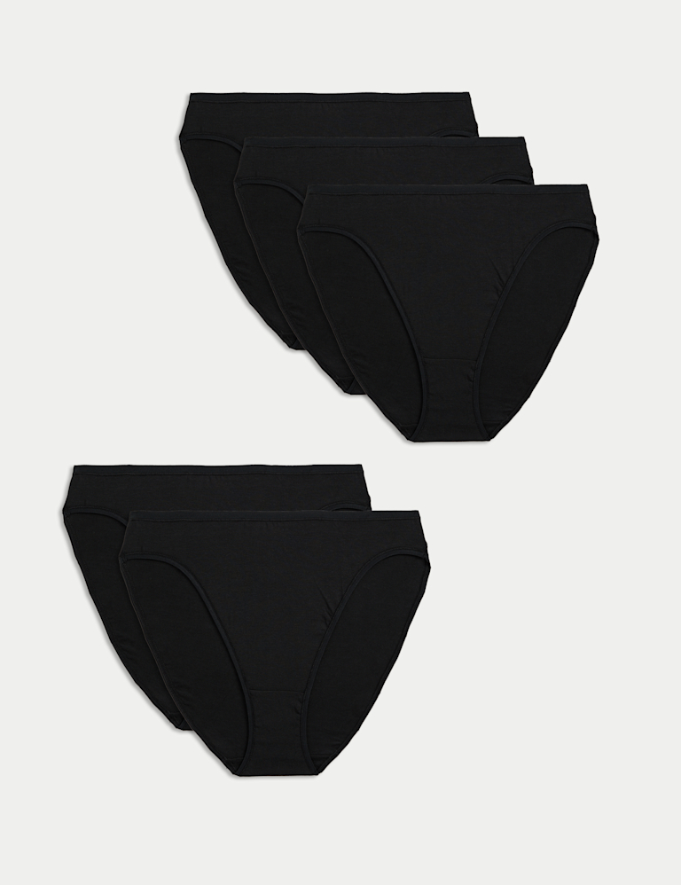 5pk Cotton Modal High Leg Knickers