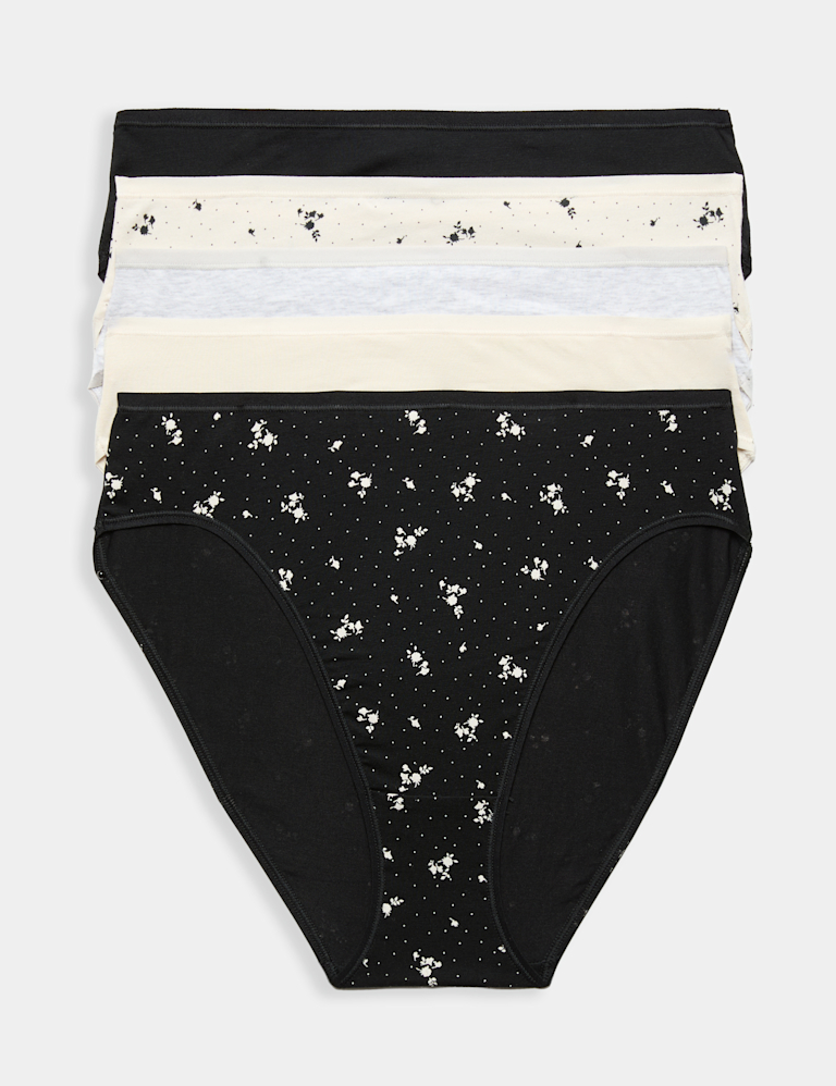 5pk Cotton Modal High Waisted High Leg Knickers