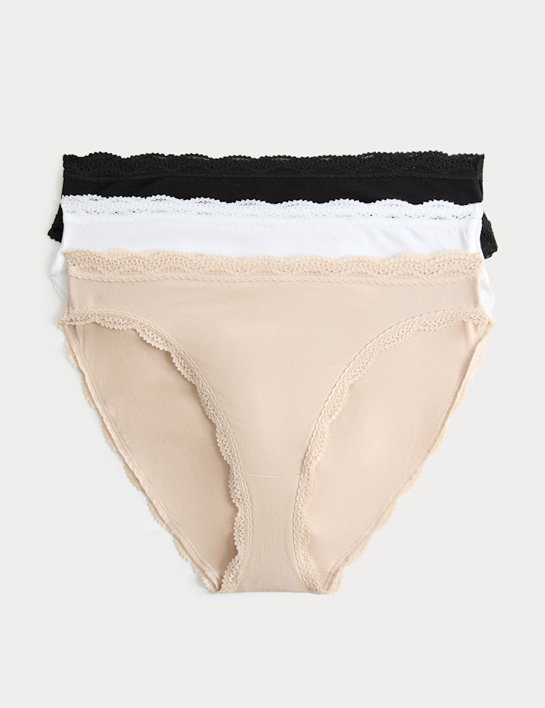 3pk Cotton Rich High Leg Knickers