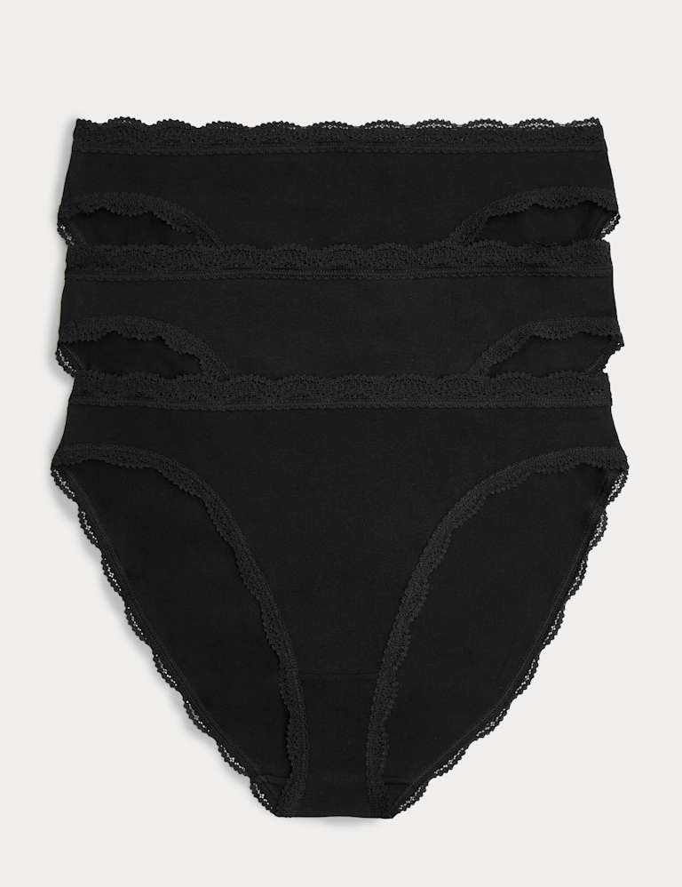 3pk Cotton Rich High Leg Knickers