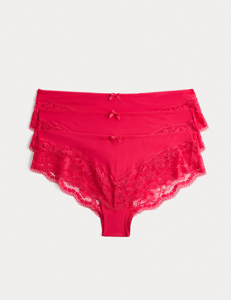 3pk Lace Trim Brazilian Knickers