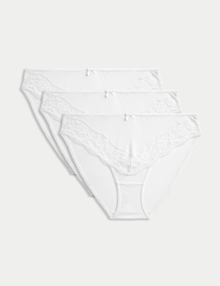 3pk Lace Trim High Leg Knickers