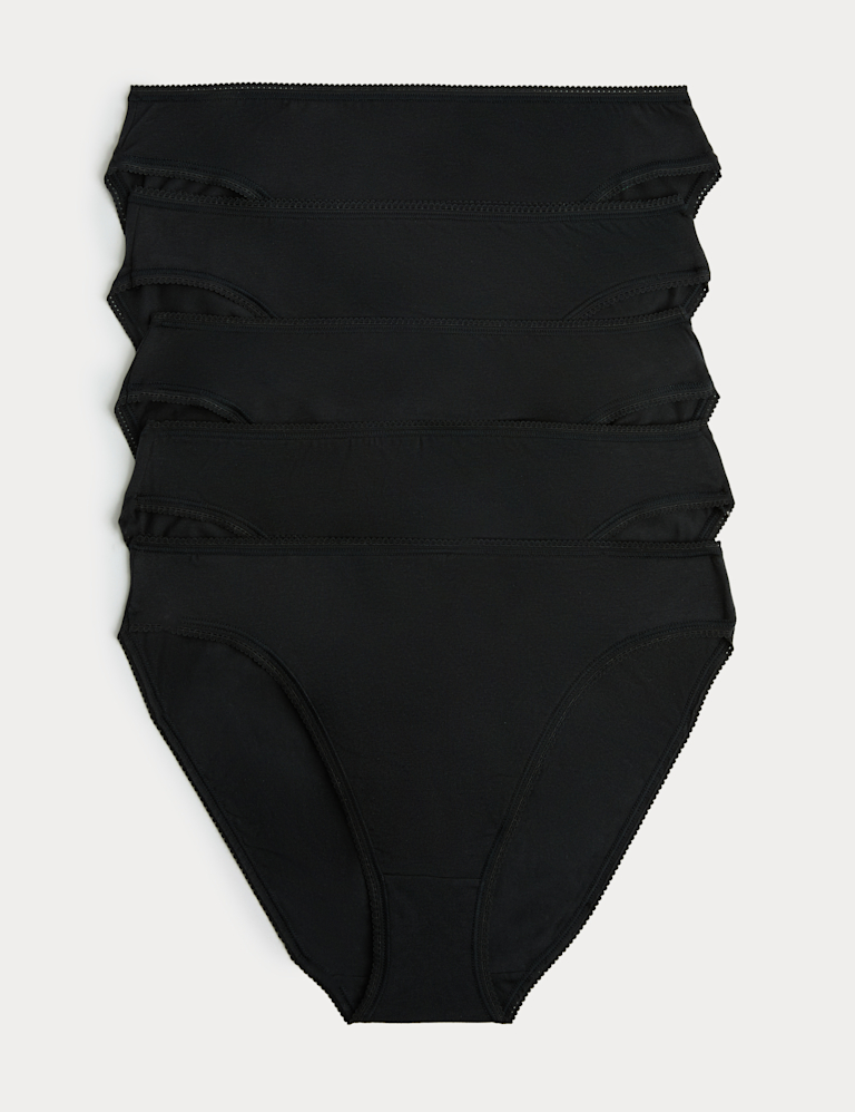 5pk Cotton Rich Lycra® High Leg Knickers