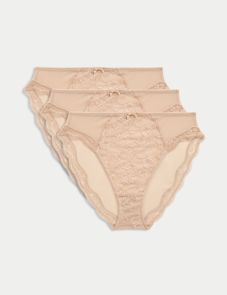 3pk Jasmine Lace High Waisted High Leg Knickers