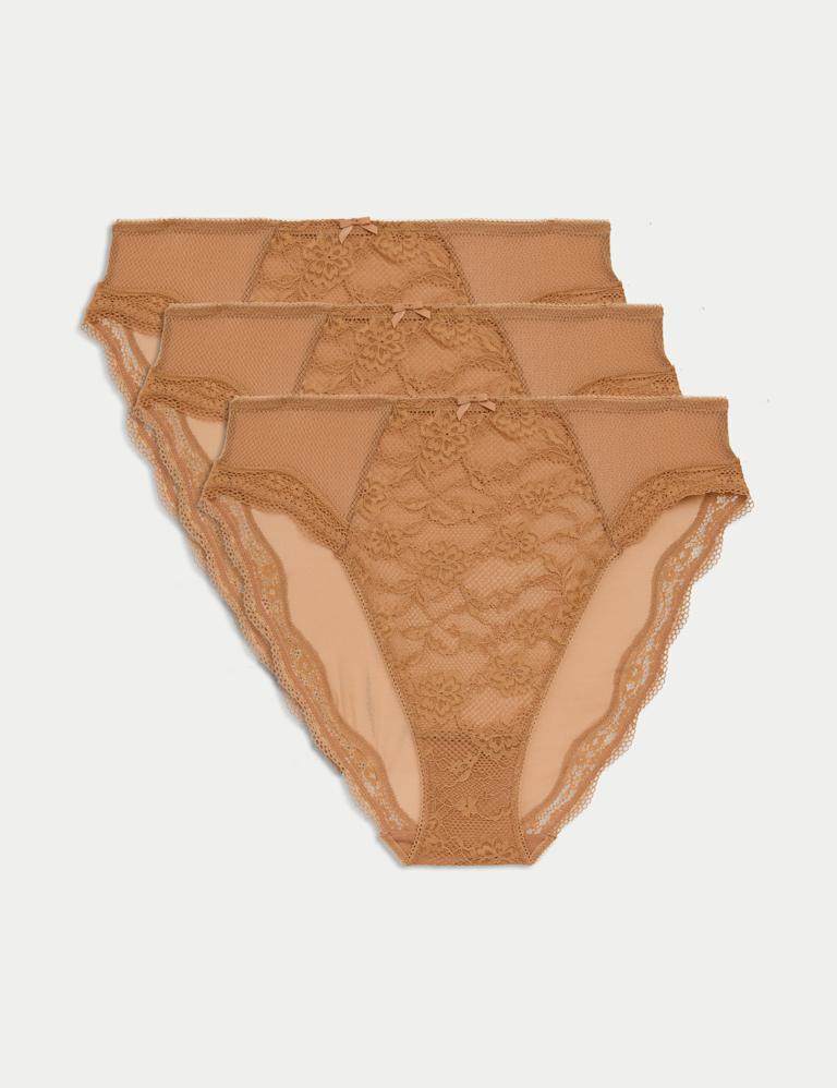 3pk Jasmine Lace High Waisted High Leg Knickers