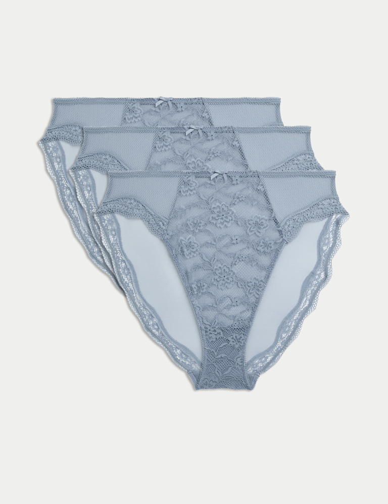 3pk Jasmine Lace High Waisted High Leg Knickers