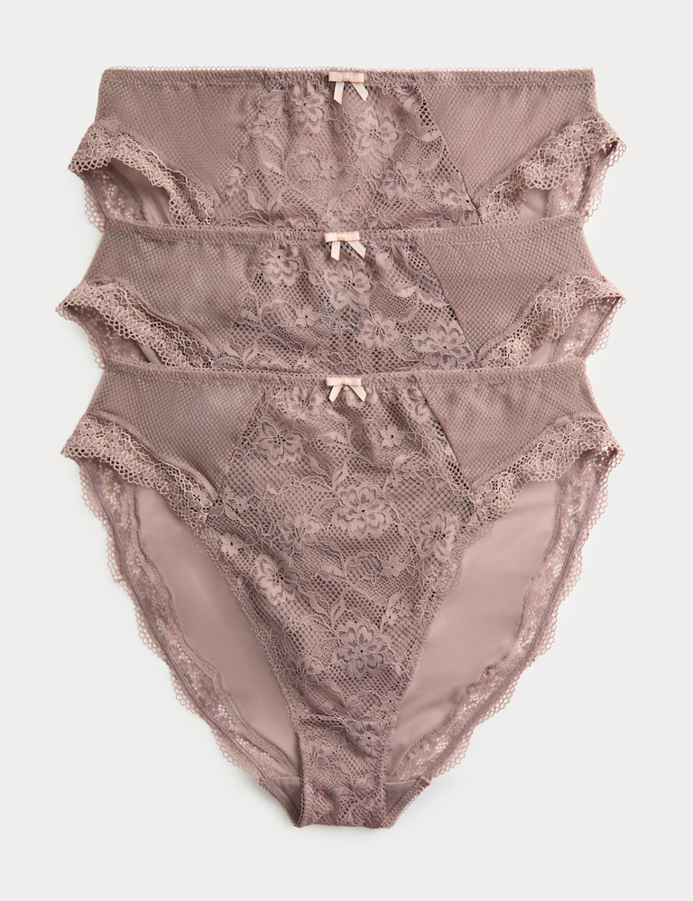 3pk Jasmine Lace High Waisted High Leg Knickers