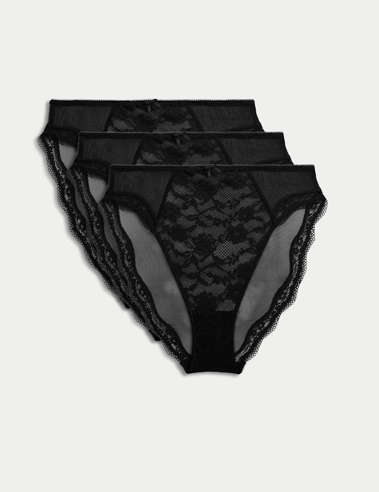 3pk Jasmine Lace High Waisted High Leg Knickers