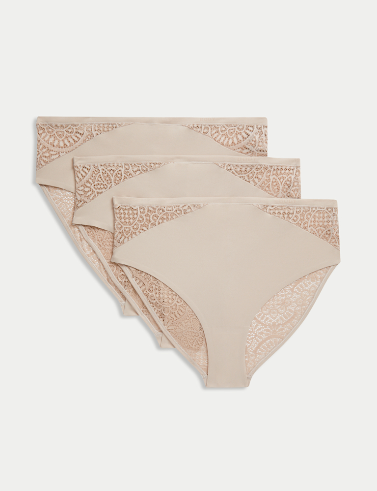 3pk Body Soft™ High Waisted Brazilian Knickers