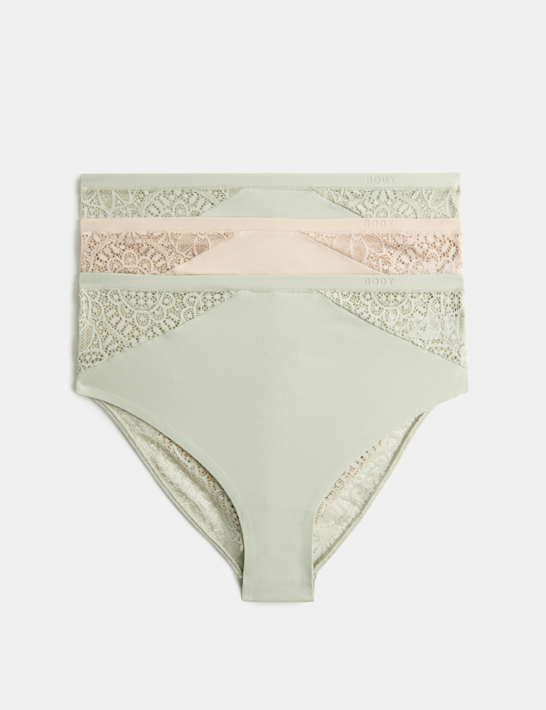 3pk Body Soft™ High Waisted Brazilian Knickers