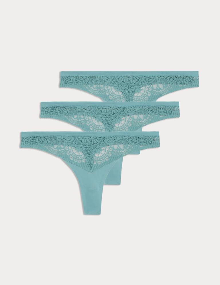 3pk Body Soft™ Lace Thongs