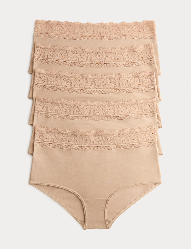 5pk Cotton Lycra® & Lace High Rise Shorts