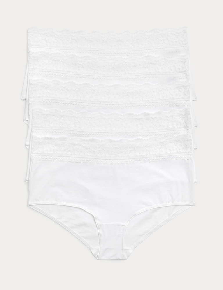 5pk Cotton Lycra® & Lace High Rise Shorts
