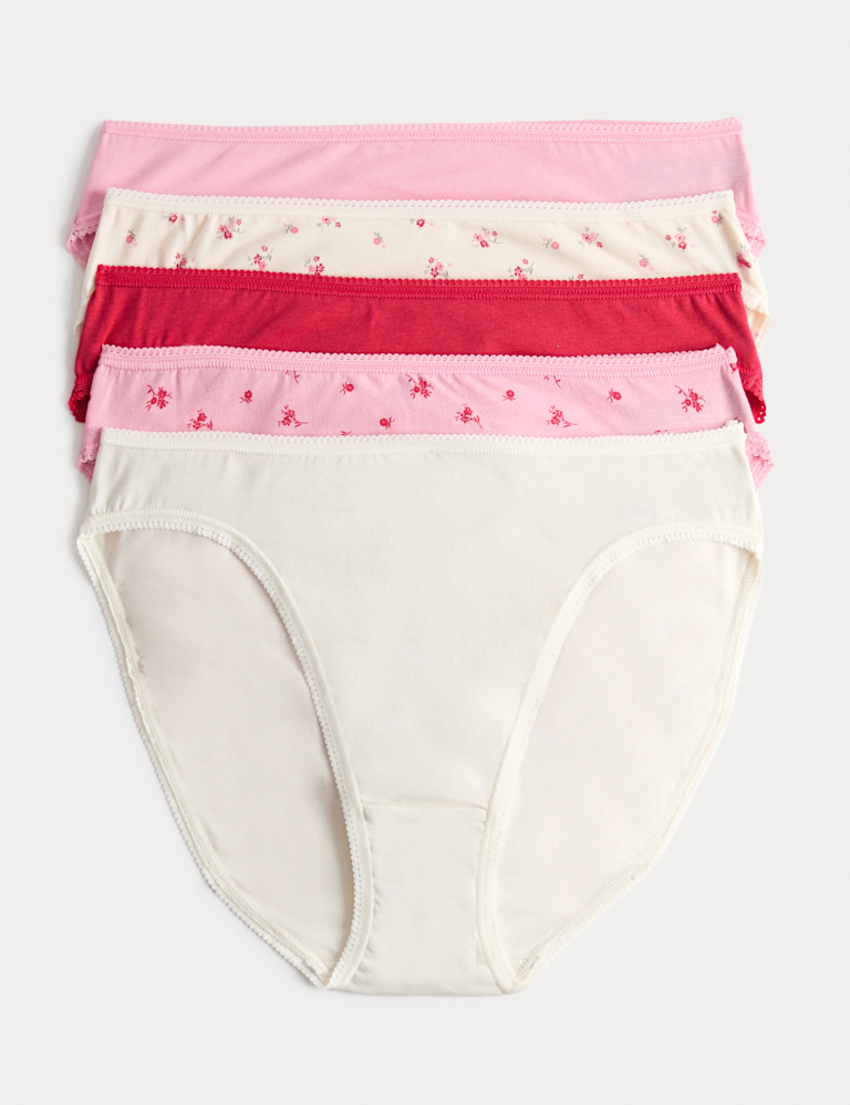 5pk Cotton Lycra™ High Leg Knickers