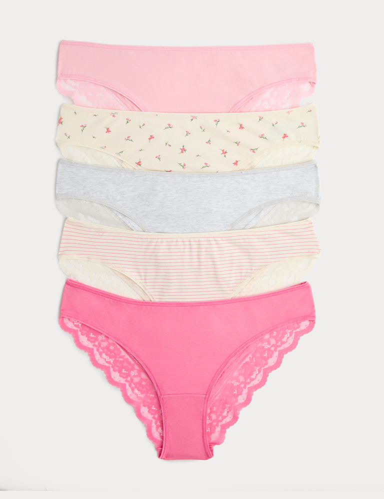 5pk Cotton Rich Printed Brazilian Knickers