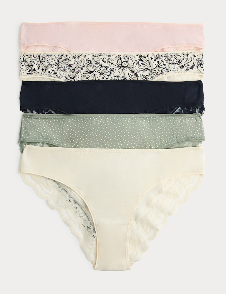 5pk Cotton Rich Printed Brazilian Knickers
