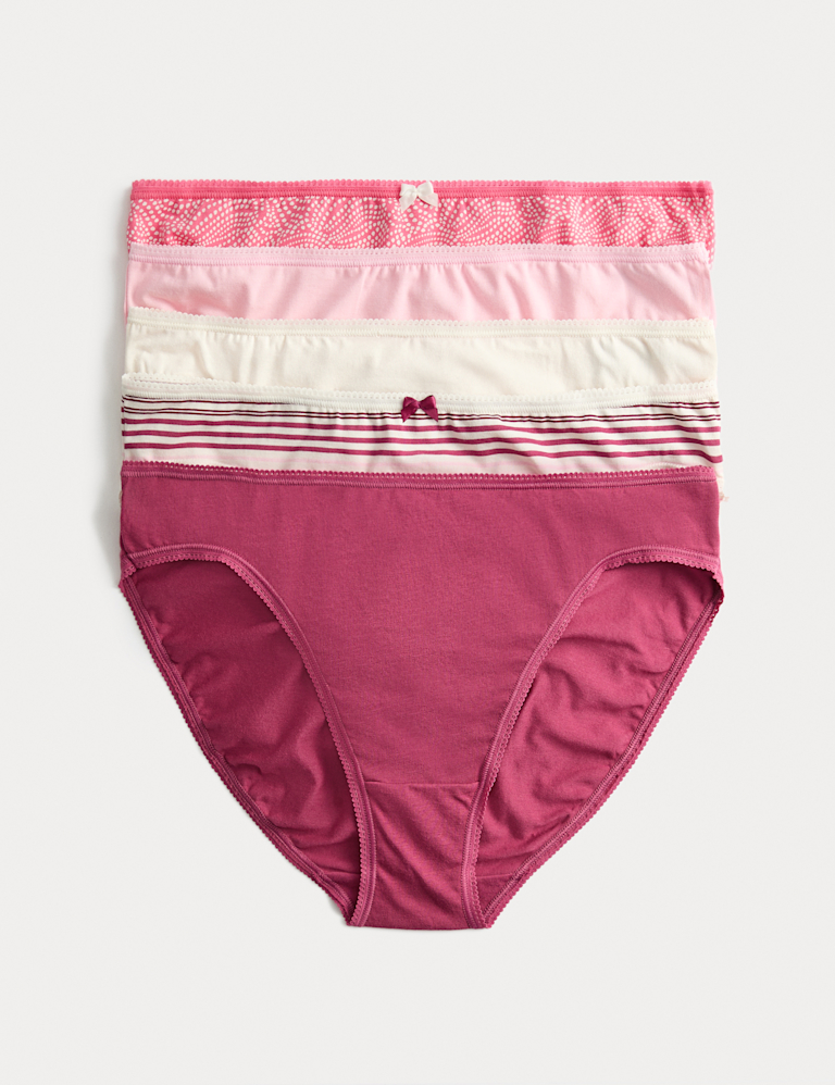5pk Cotton Lycra™ High Leg Knickers