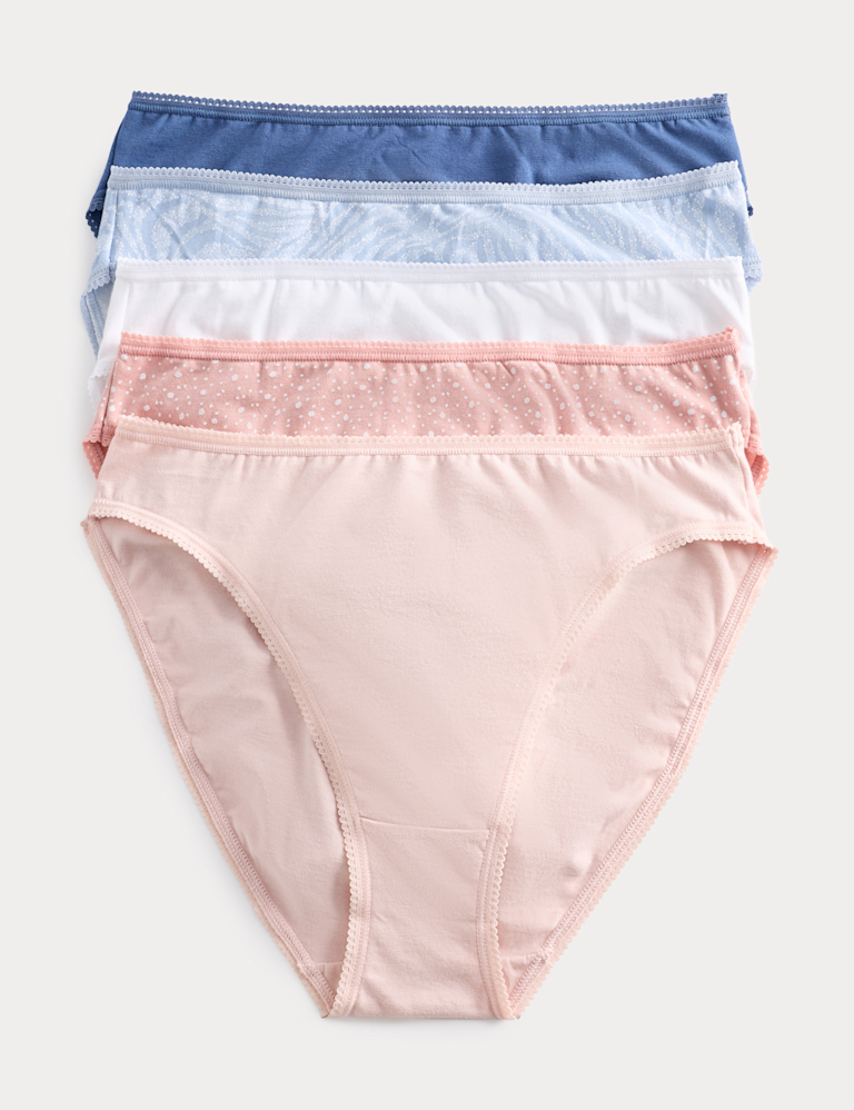 5pk Cotton Lycra™ High Leg Knickers