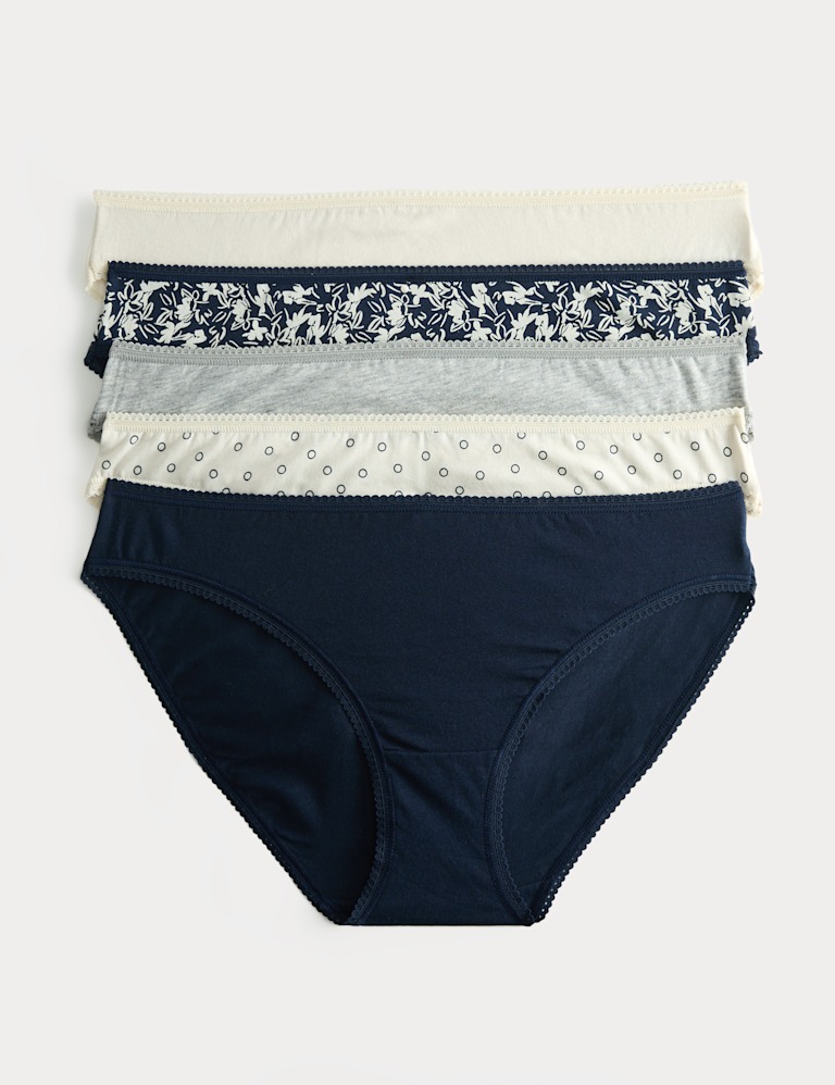 5pk Cotton Lycra™ Printed Bikini Knickers
