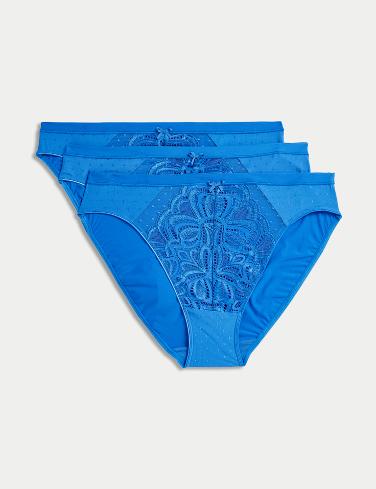 3pk Amelia Lace High Leg Knickers