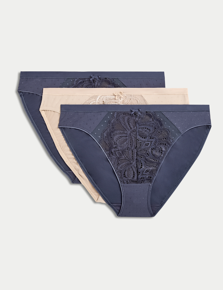 3pk Amelia Lace High Leg Knickers