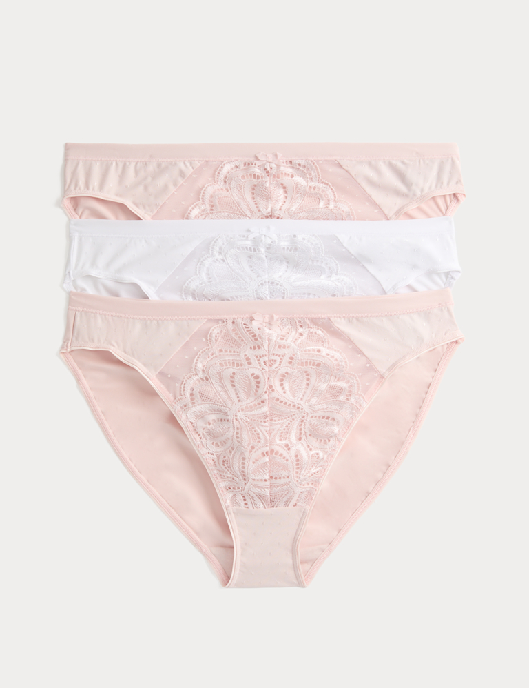 3pk Amelia Lace High Leg Knickers
