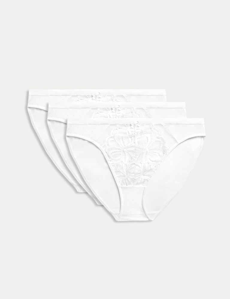 3pk Amelia Lace High Leg Knickers