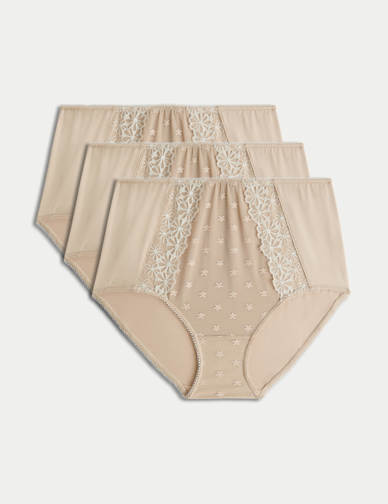 3pk Daisy Embroidery Full Briefs