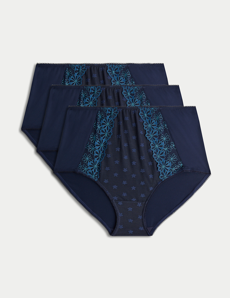 3pk Daisy Embroidery Full Briefs