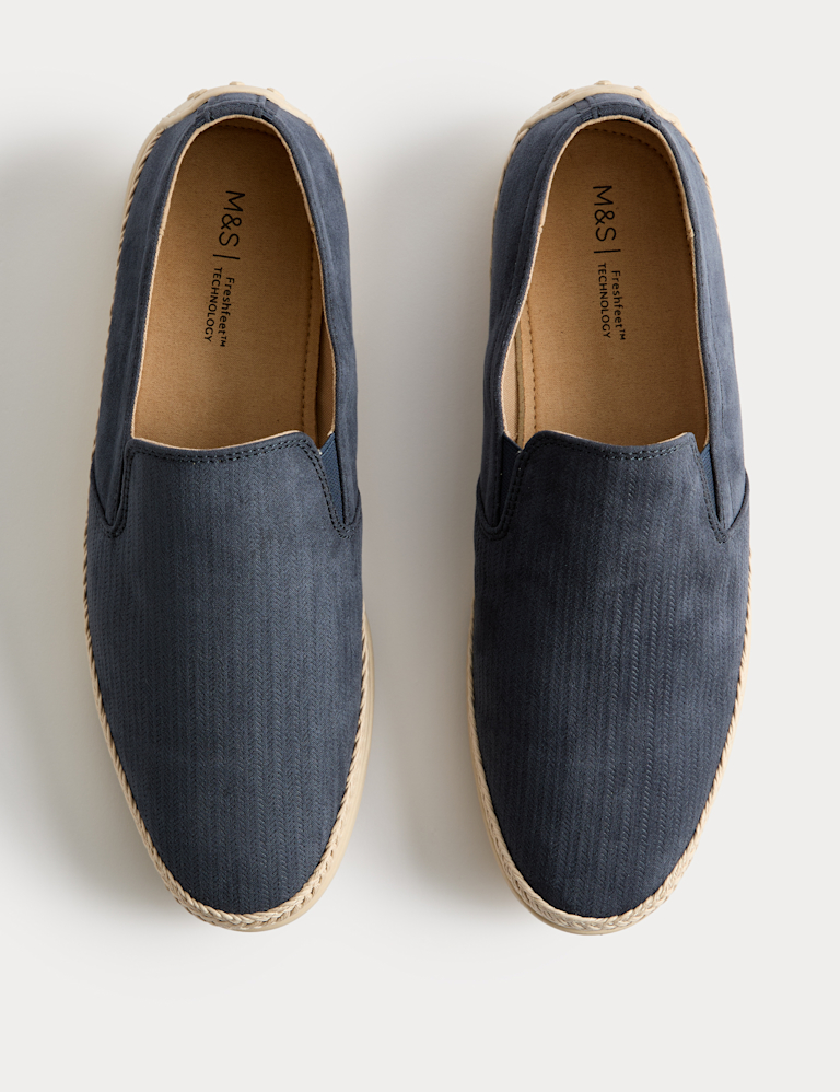 Textured Canvas Jute Rimmed Espadrilles