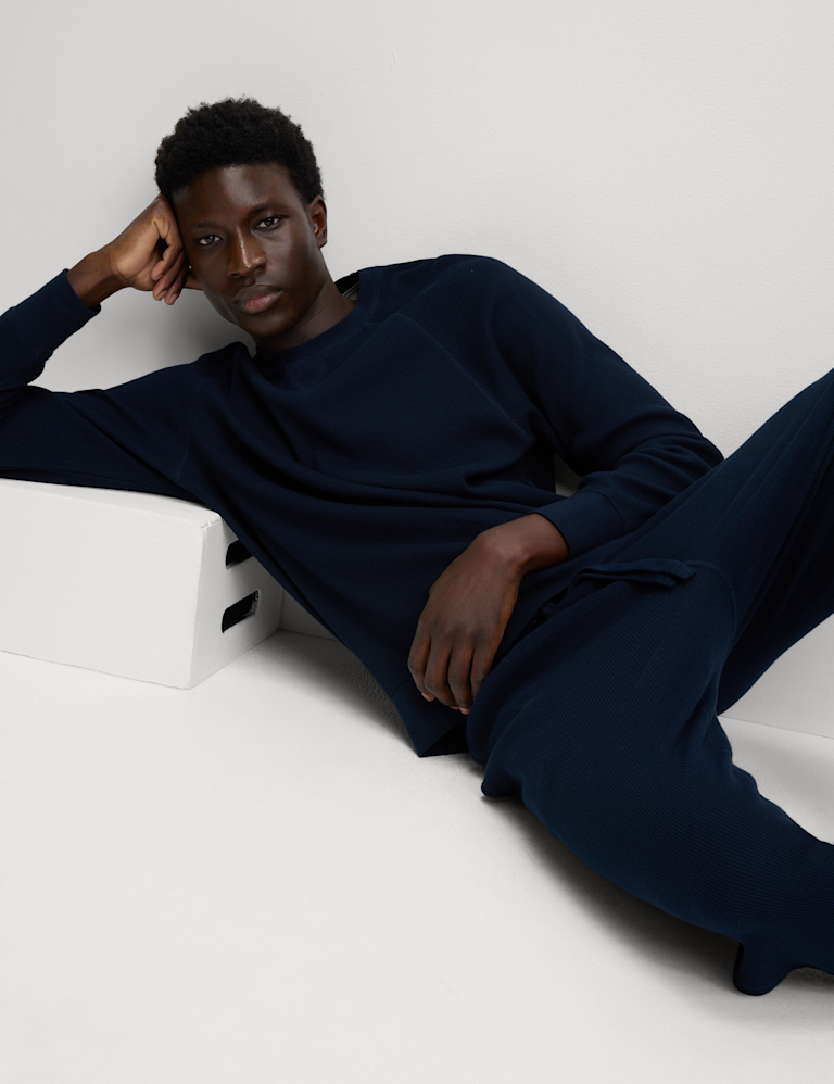 Pure Cotton Waffle Loungewear Sweatshirt