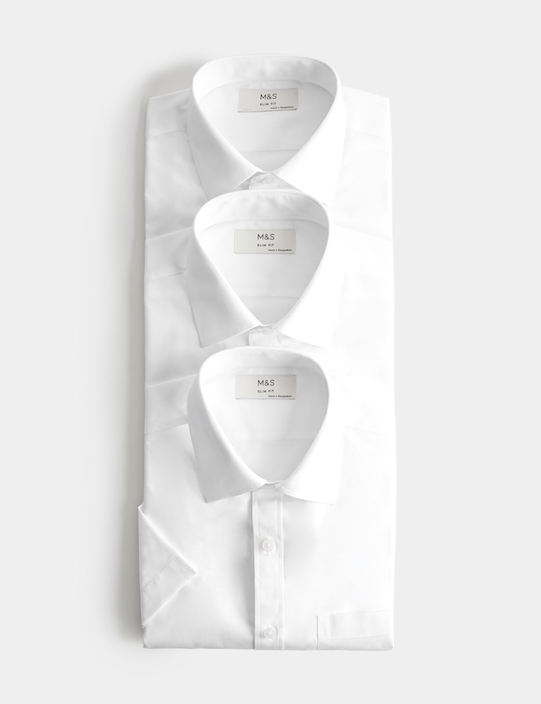 3 Pack Slim Fit Easy Iron Short Sleeve Shirts