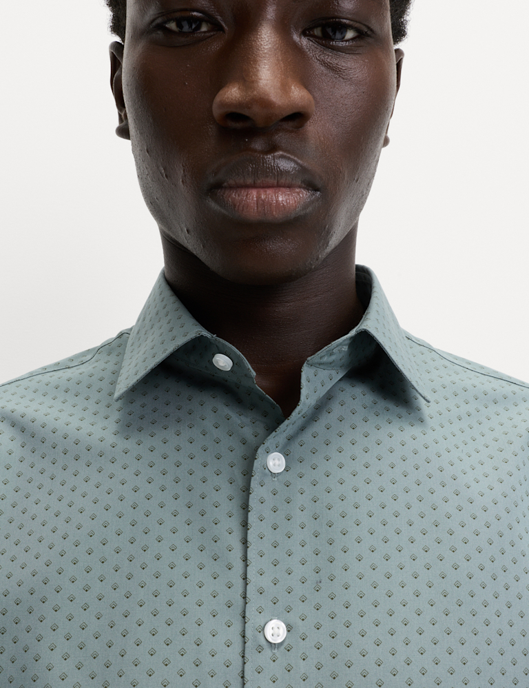 Regular Fit Cotton Blend Printed Shirt