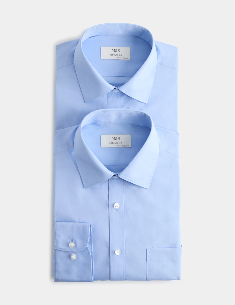 2 Pack Regular Fit Easy Iron Cotton Blend Shirts