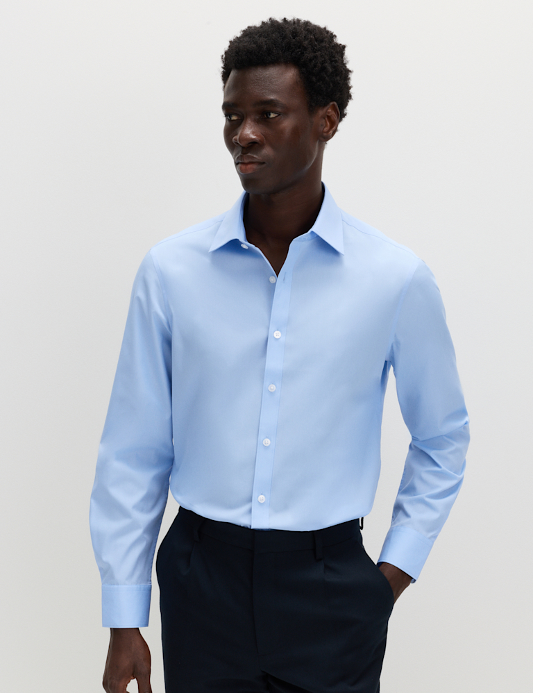Slim Fit Easy Iron Cotton Blend Shirt
