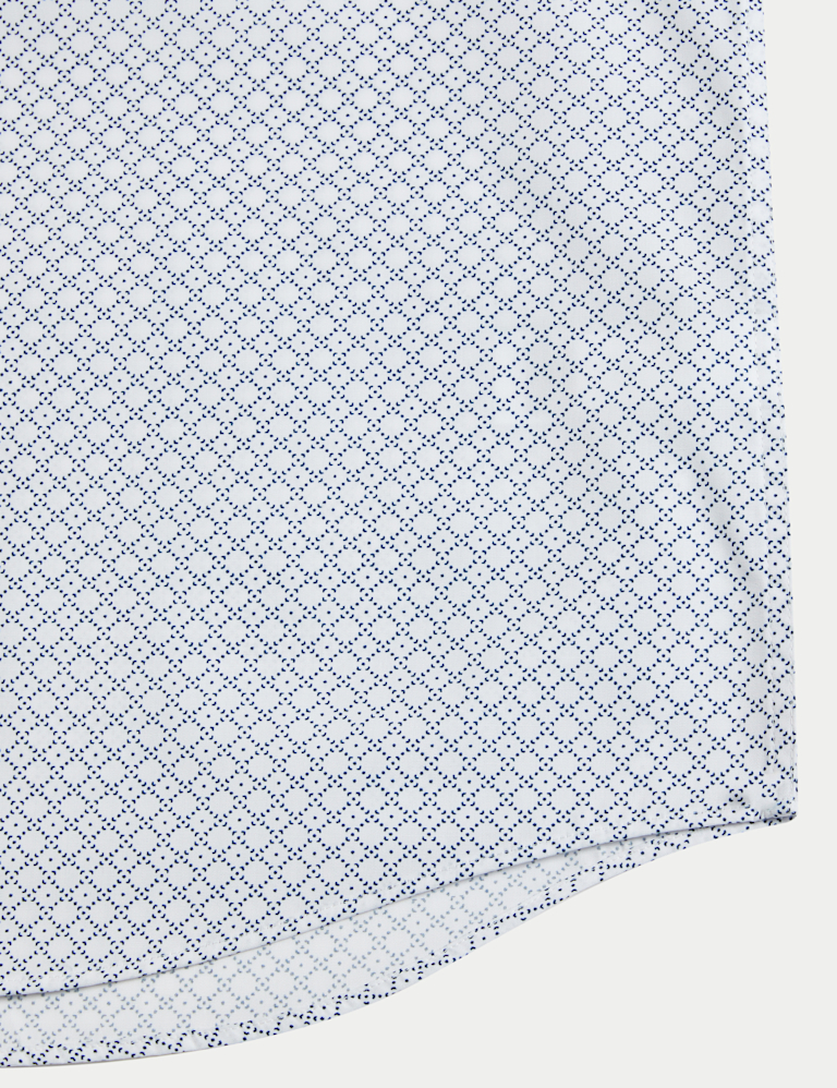 Regular Fit Easy Iron Cotton Blend Geometric Shirt