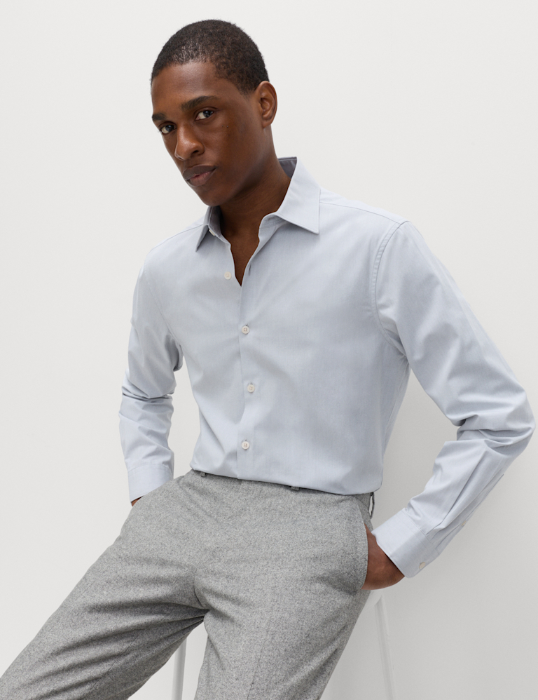 Regular Fit Pure Cotton Marl Shirt Regular Fit Pure Cotton Marl Shirt