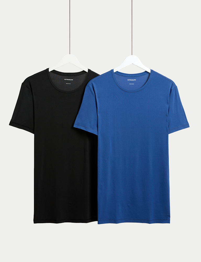 2 Pack Sport Crew Neck T-Shirt Vests with Stretch