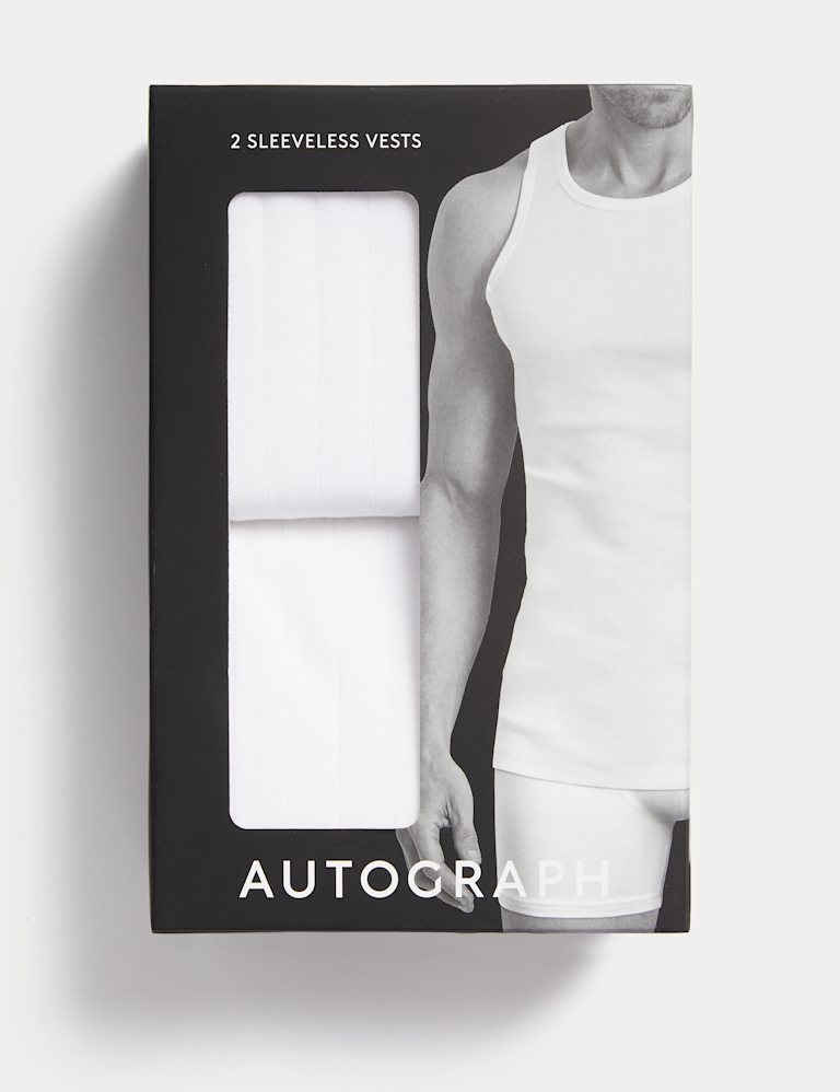 2 Pack Supima® Cotton Drop Needle Sleeveless Vest Box