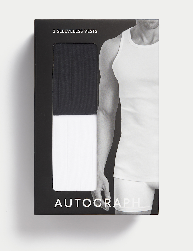 2 Pack Supima® Cotton Drop Needle Sleeveless Vest Box