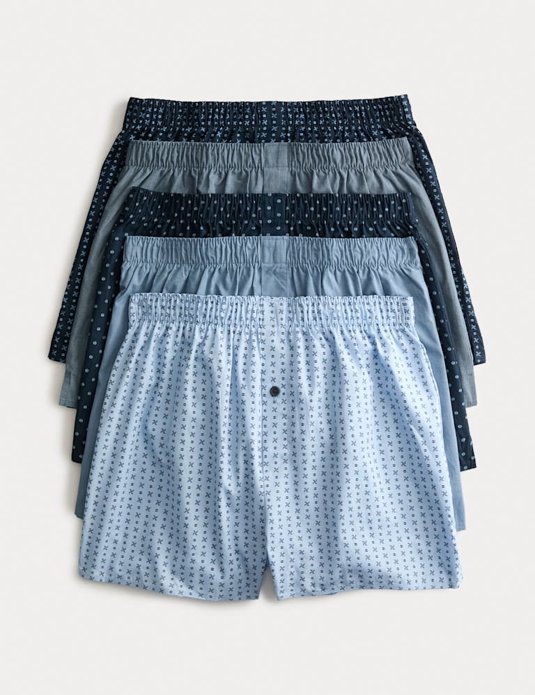 5 Pack Pure Cotton Geometric Woven Boxers 5 Pack Pure Cotton Geometric Woven Boxers