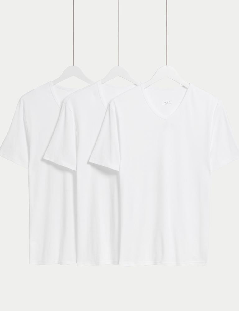 3 Pack Essential Cotton V-Neck T-Shirt Vests