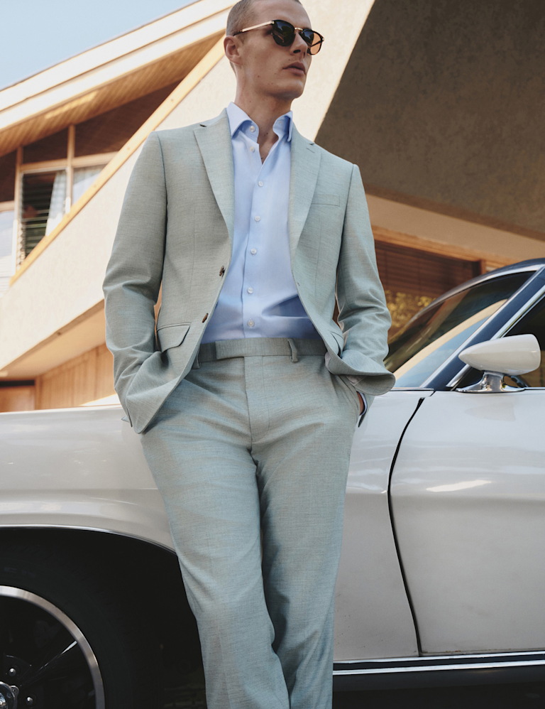 Slim Fit Textured Stretch Suit Jacket