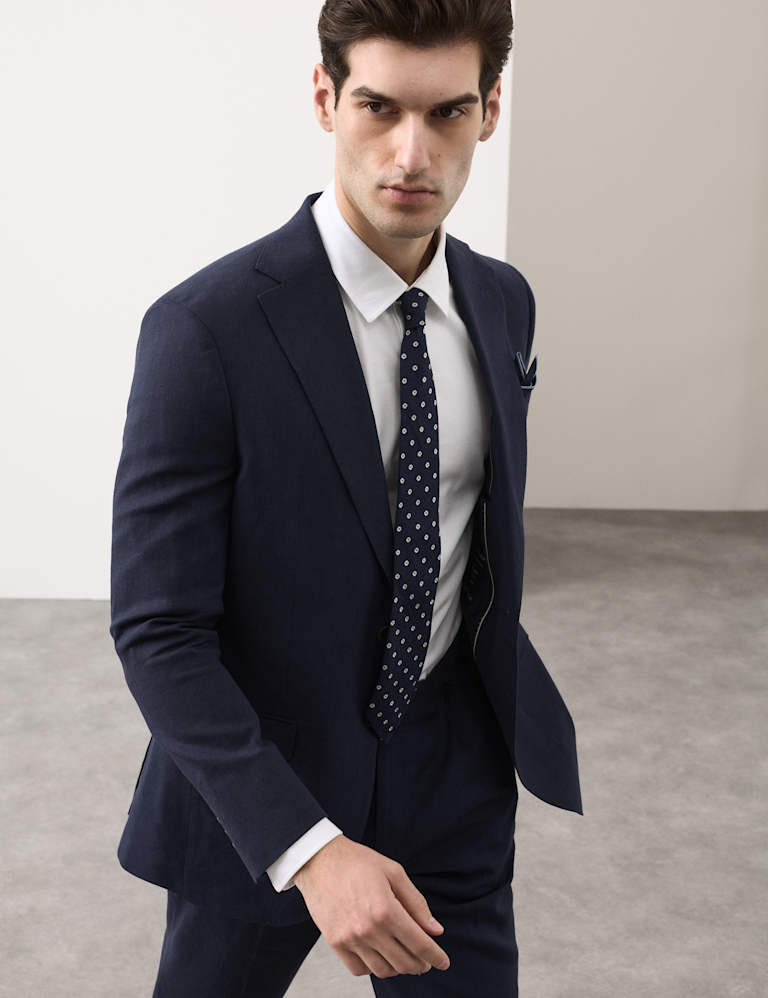 Tailored Fit Italian Performance Linen Blend Suit Jacket