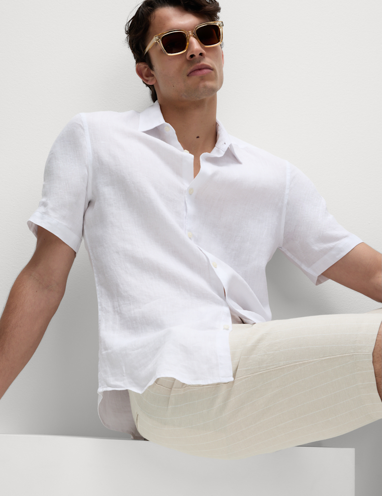 Regular Fit Cotton Linen Blend Chino Shorts