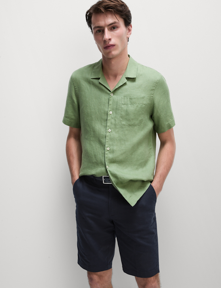 Regular Fit Cotton Linen Blend Chino Shorts