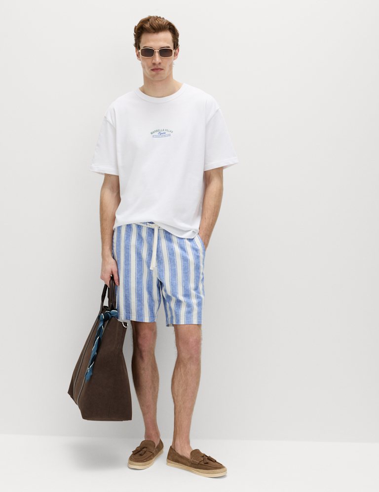 Cotton Linen Blend Stretch Shorts