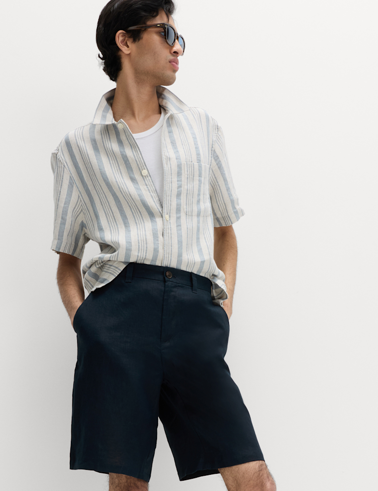 Loose Fit Pure Linen Chino Shorts