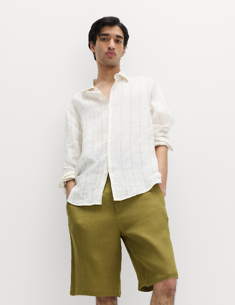Loose Fit Pure Linen Chino Shorts